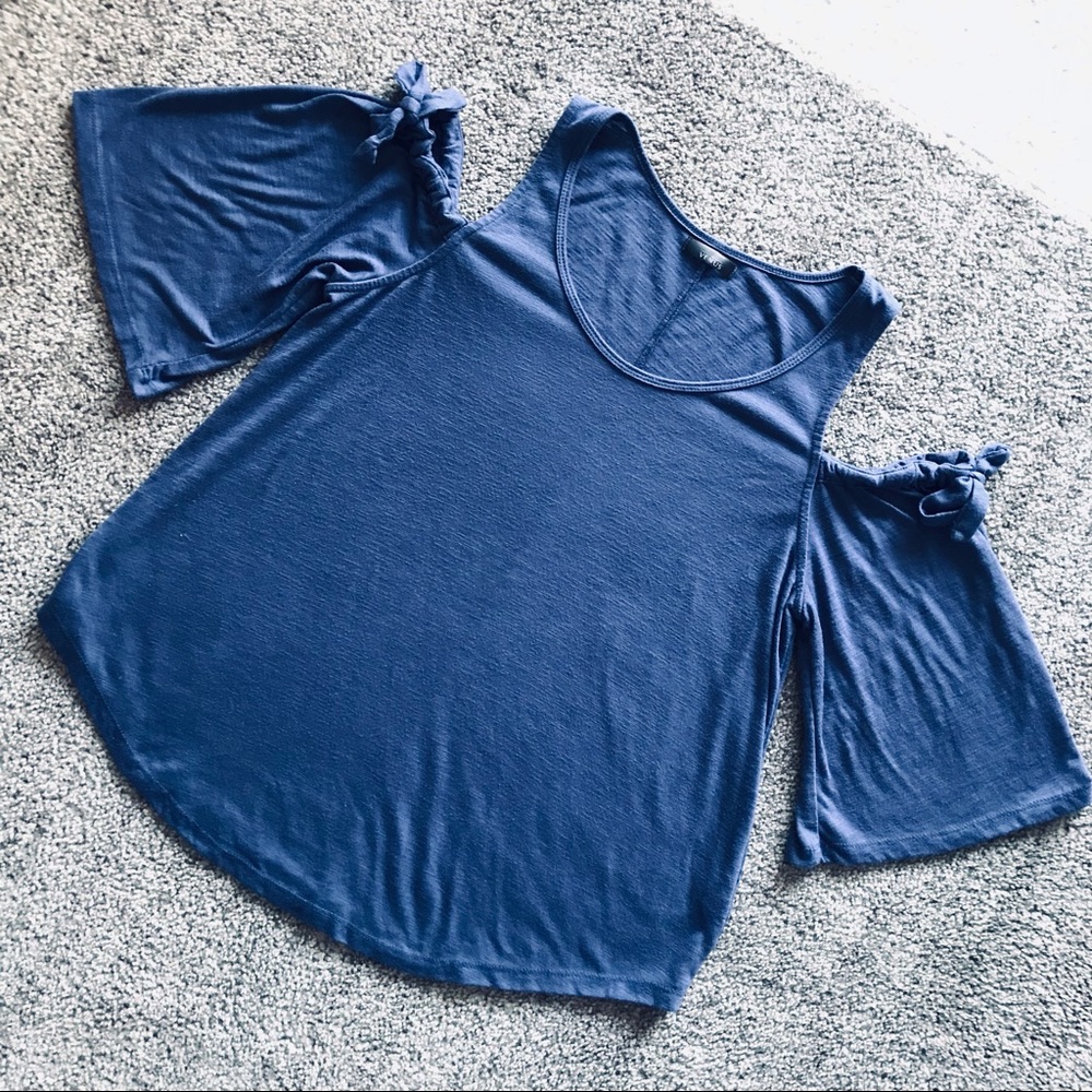 Cold Shoulder Boho Blue Top A2